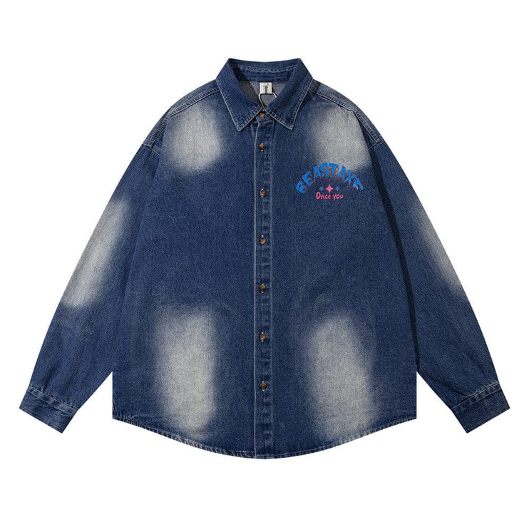 TALKLESSFASHION BEASTAXE Denim Shirt Jacket —-2111
