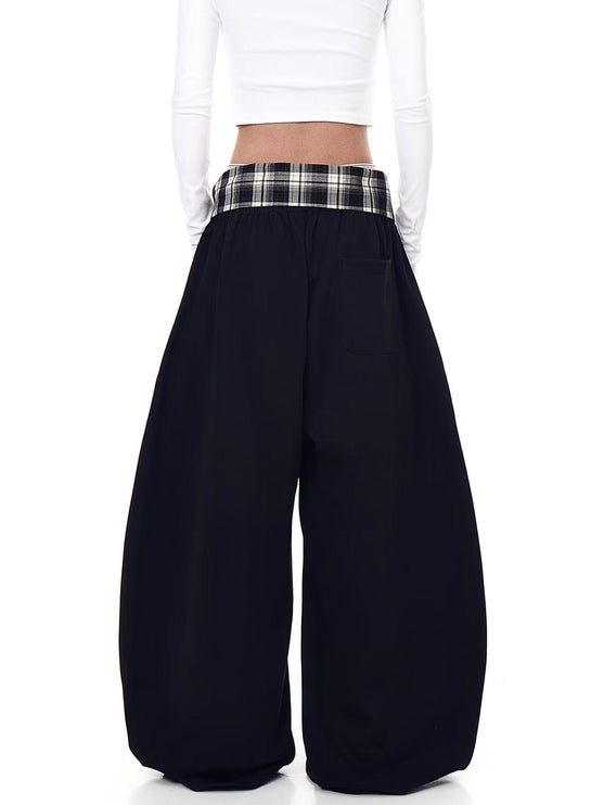 TALKLESSFASHION [Belt] hip-hop American lazy style letter pleated slimming slacks women's autumn and winter jazz scimitar pants