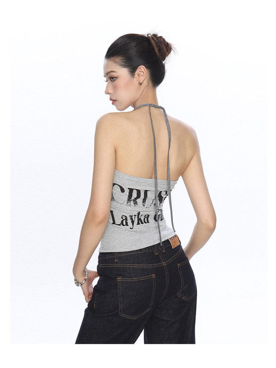 TALKLESSFASHION BIGGOLD American hot girl halterneck lace-up vest camisole female summer hot girl pure desire fake two-piece bandeau top