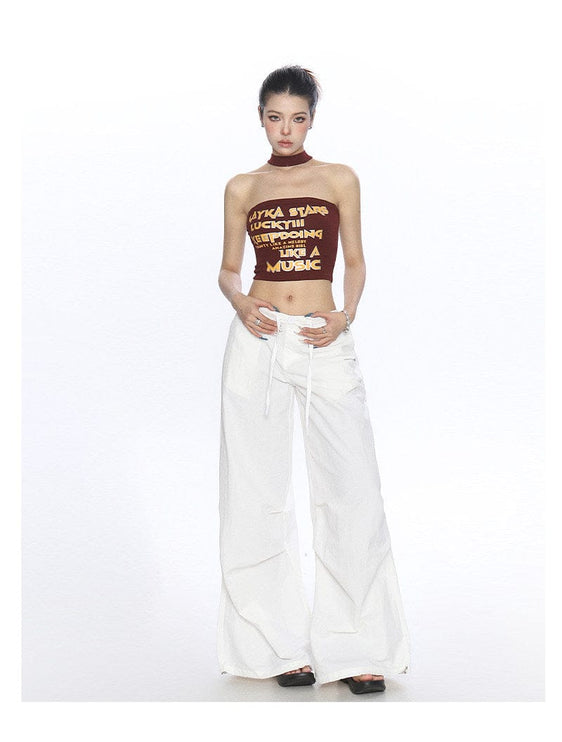 TALKLESSFASHION BIGGOLD American hot girl letter halterneck bandeau vest women's summer design sense personality slimming slimming top