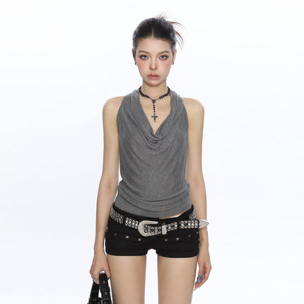 TALKLESSFASHION BIGGOLD high-end temperament swinging neck halterneck camisole women's summer pure desire wind slimming backless top ins