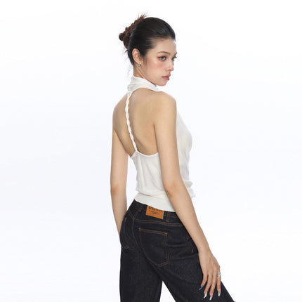 TALKLESSFASHION BIGGOLD high-end temperament swinging neck halterneck camisole women's summer pure desire wind slimming backless top ins