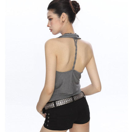 TALKLESSFASHION BIGGOLD high-end temperament swinging neck halterneck camisole women's summer pure desire wind slimming backless top ins