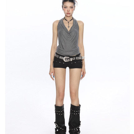 TALKLESSFASHION BIGGOLD high-end temperament swinging neck halterneck camisole women's summer pure desire wind slimming backless top ins