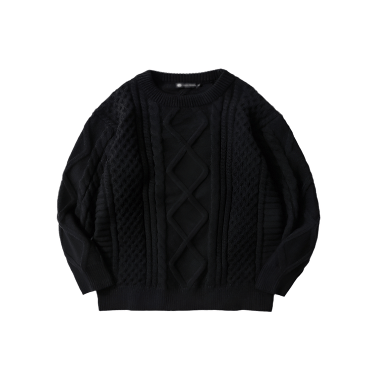 TALKLESSFASHION black / 2XL Retro Twist Round Neck Sweater/Pullover—4224