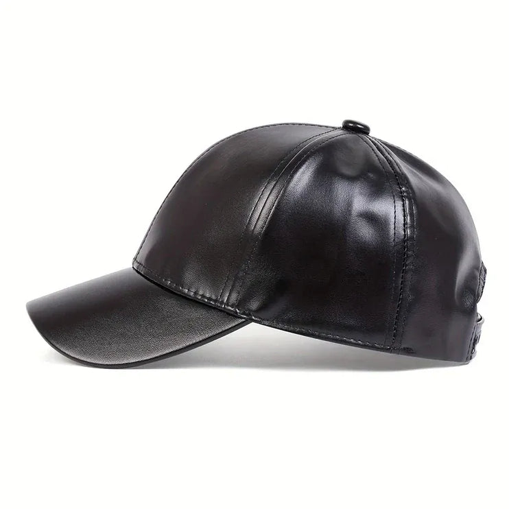 TALKLESSFASHION Black Bucket Leather Cap——5005