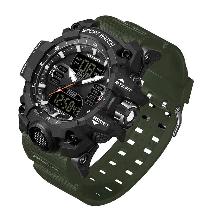 TALKLESSFASHION Black Green Electronic Analog and Digital Waterproof wrist watch ----4725