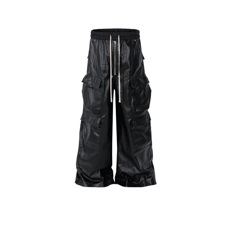 TALKLESSFASHION Black / L MatteCoat Casual leather Pants—-5388