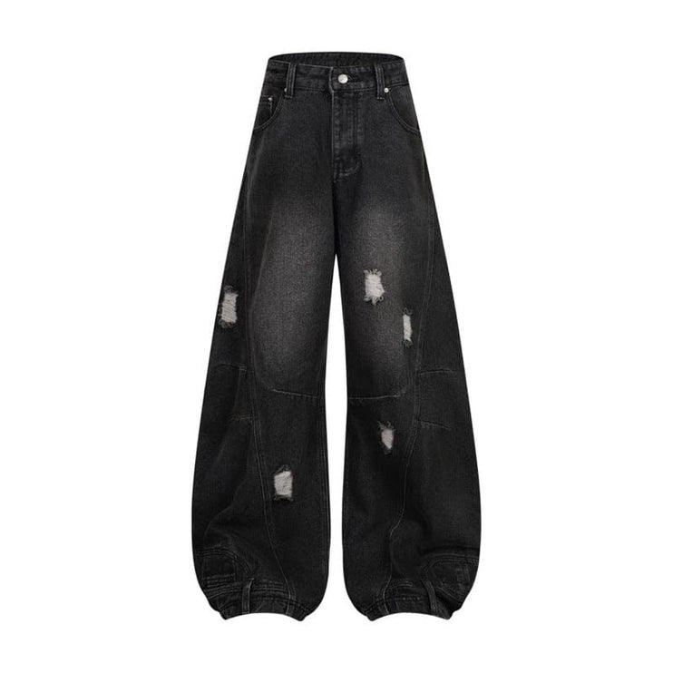 TALKLESSFASHION Black / L Retro Washed Ripped & Stitch Jeans
