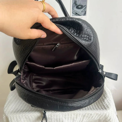 TALKLESSFASHION black MoonCat original black gothic crocodile pattern backpack school bag men's and women's premium texture niche y2k backpack