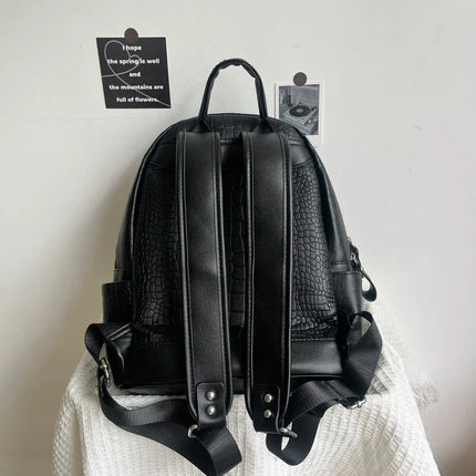 TALKLESSFASHION black MoonCat original black gothic crocodile pattern backpack school bag men's and women's premium texture niche y2k backpack