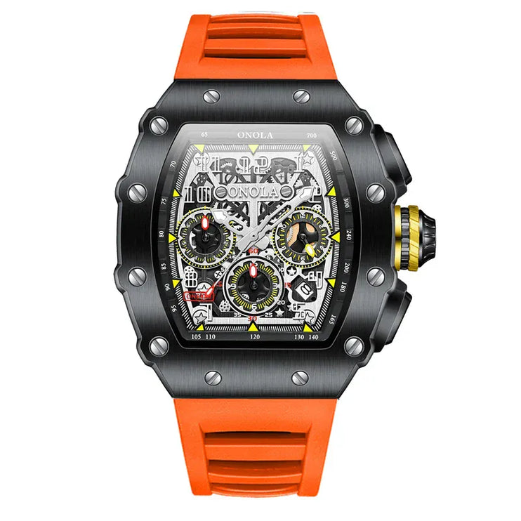 TALKLESSFASHION Black Orange Brand Luxury Wrist Watches ---0351