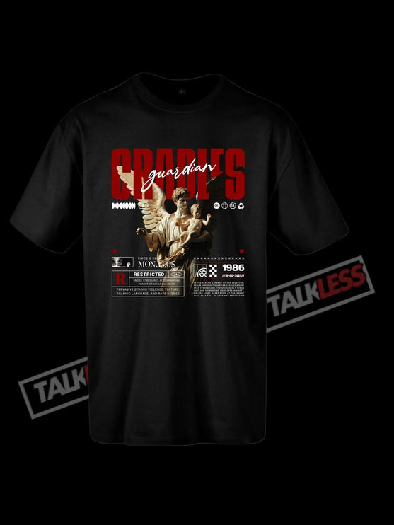 TALKLESSFASHION Black / SMALL CRADLES GUARDIAN unisex oversize T-Shirt Short sleeve
