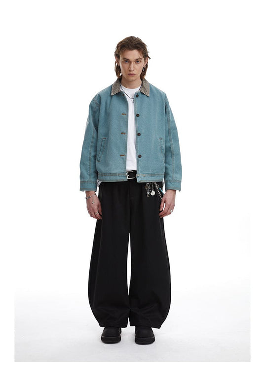 TALKLESSFASHION Blue / S American retro simple loose Unisex jacket—-7085