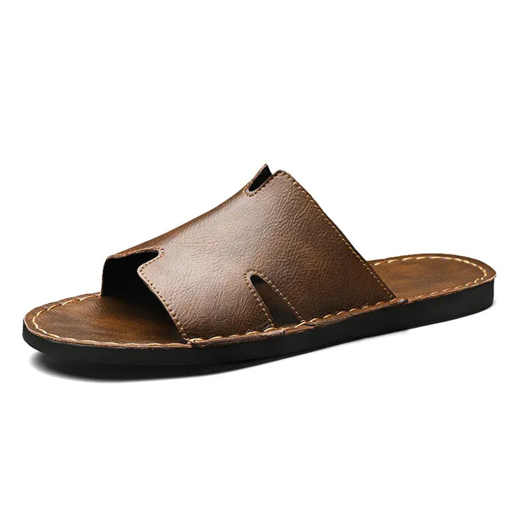 TALKLESSFASHION brown / 40 TALKLESS Luxury Leather Slippers—-2643