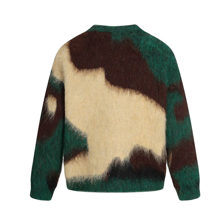 TALKLESSFASHION Camo Fringe Fleece Sweater