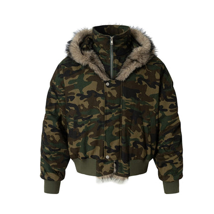 TALKLESSFASHION Camo Pilot Fur Collar Jacket