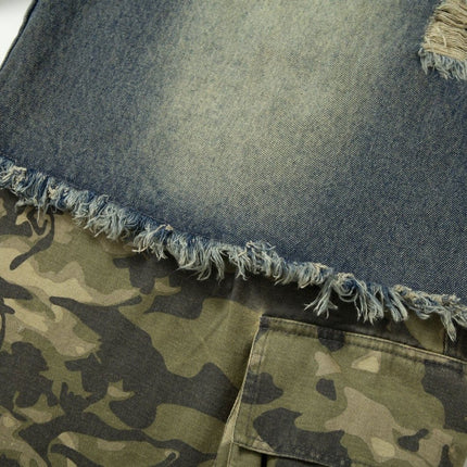 TALKLESSFASHION Camouflage Contrast Stitched Jeans