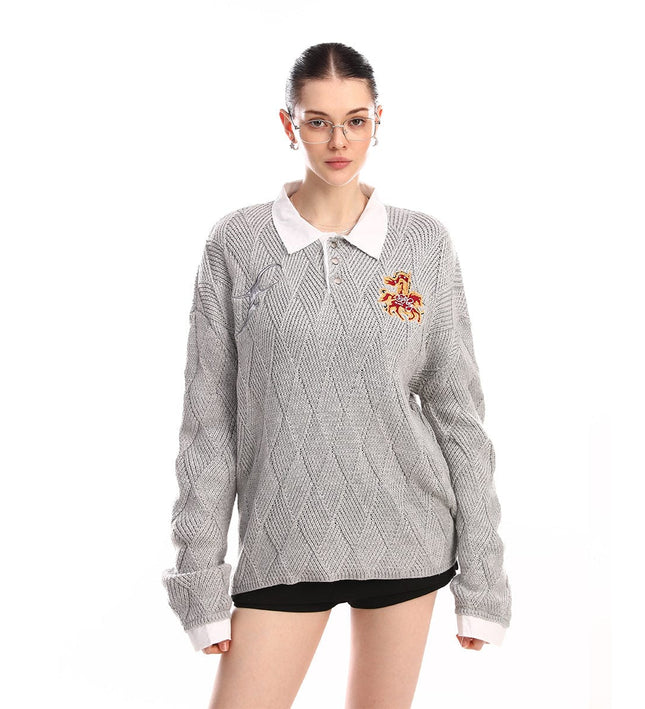 TALKLESSFASHION Campus Style Fake Two-Piece Sweater