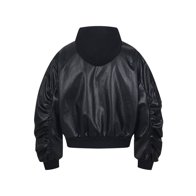 TALKLESSFASHION Chaotrok Silhouette Hooded Leather Jacket