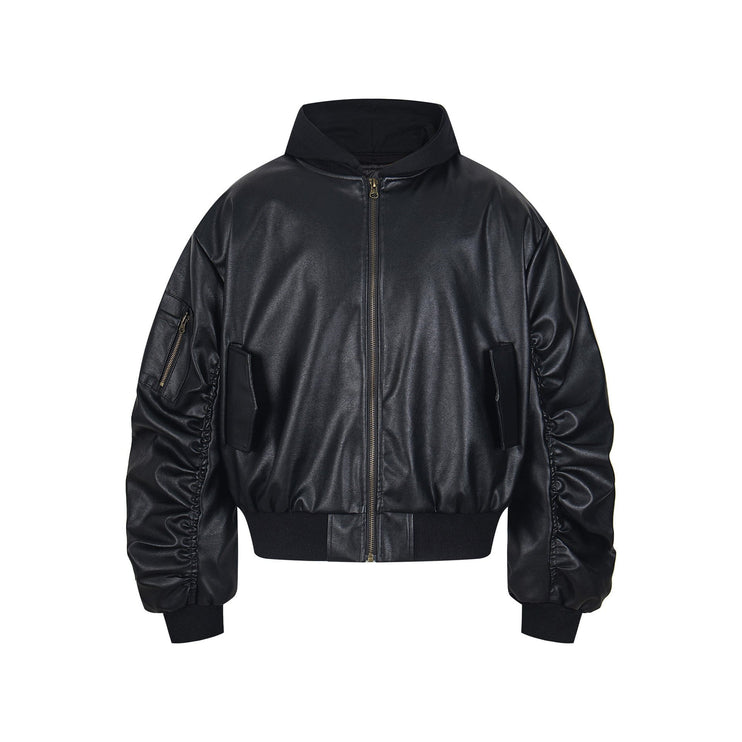 TALKLESSFASHION Chaotrok Silhouette Hooded Leather Jacket