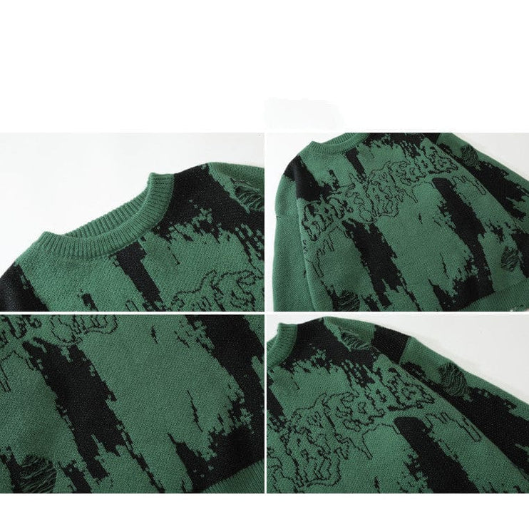 TALKLESSFASHION Collision Knitted Crochet Unisex Sweater—5881