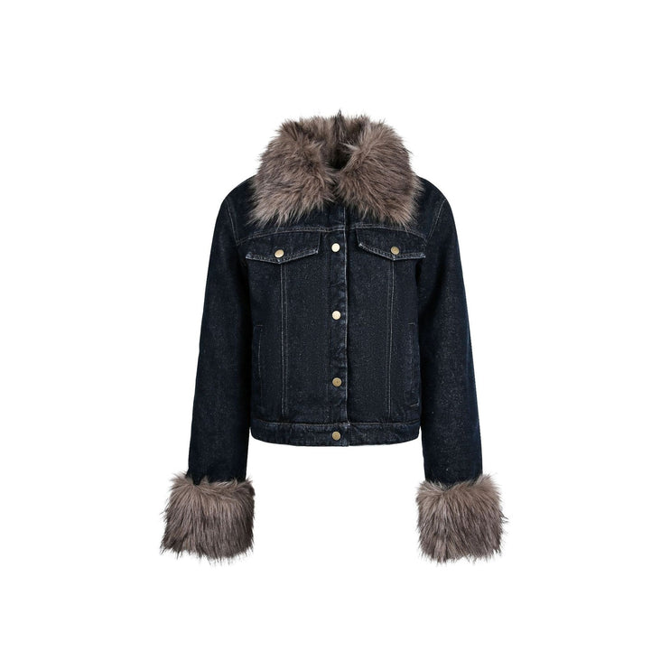 TALKLESSFASHION Cropped Biker Denim Jacket