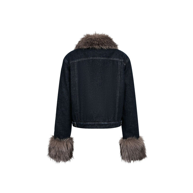 TALKLESSFASHION Cropped Biker Denim Jacket