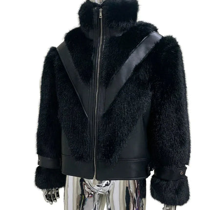 TALKLESSFASHION Cropped Color Block Padded Jacket