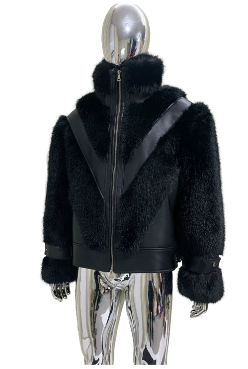 TALKLESSFASHION Cropped Color Block Padded Jacket