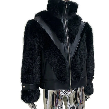 TALKLESSFASHION Cropped Color Block Padded Jacket