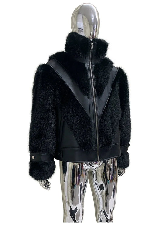 TALKLESSFASHION Cropped Color Block Padded Jacket