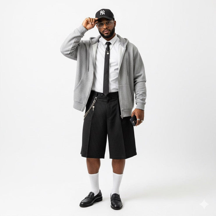 TALKLESSFASHION Cropped wide-leg retro Jorts ----7083