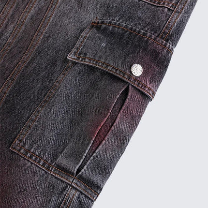 TALKLESSFASHION Cross-border European and American high street vibe pants, jeans, American straight stitching, splashed ink, slightly flared trousers, men's one-piece delivery