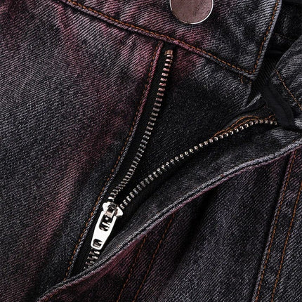 TALKLESSFASHION Cross-border European and American high street vibe pants, jeans, American straight stitching, splashed ink, slightly flared trousers, men's one-piece delivery