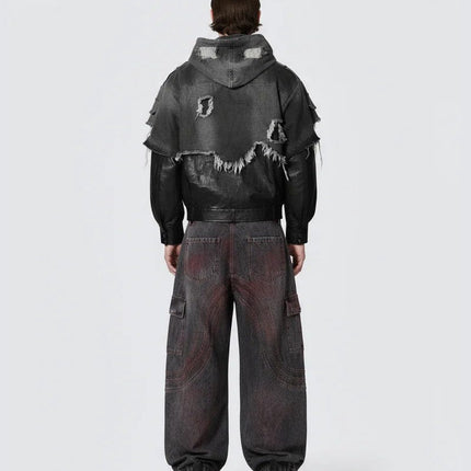 TALKLESSFASHION Cross-border European and American high street vibe pants, jeans, American straight stitching, splashed ink, slightly flared trousers, men's one-piece delivery