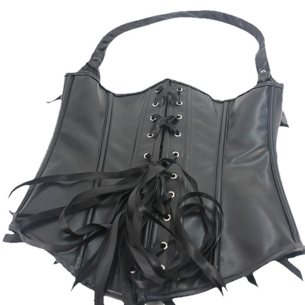 TALKLESSFASHION Cross-border shapewear, European and American corsets, halternecks, black leather, retro gothic corsets, punk clothing shaping