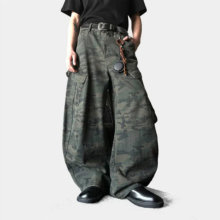 TALKLESSFASHION Curved-knife Jeans Camouflage Cargo Pants -----1009