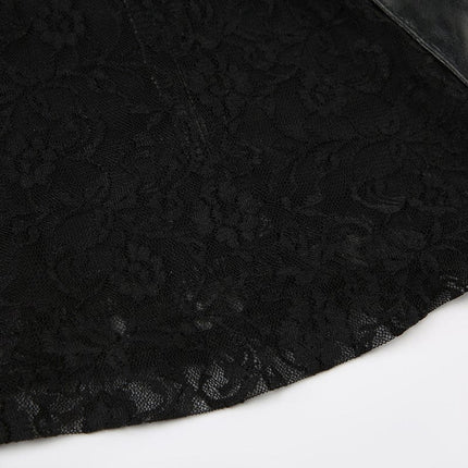 TALKLESSFASHION Dark style corn Japanese button lace spliced leather bell bottoms hot girl street sexy low-waisted slim trousers