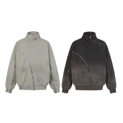 TALKLESSFASHION Deconstructed Gradient Zipper Jacket