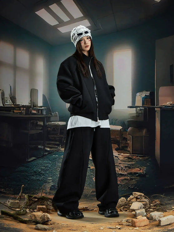 TALKLESSFASHION Deconstructed High-Weight Zipper Sweat Set