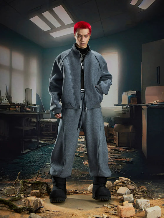 TALKLESSFASHION Deconstructed High-Weight Zipper Sweat Set