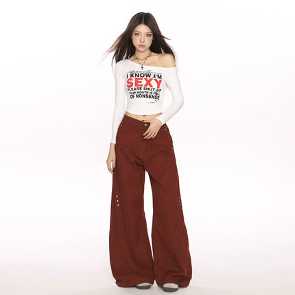 TALKLESSFASHION Deconstructed Scimitar Wide-Leg Trousers