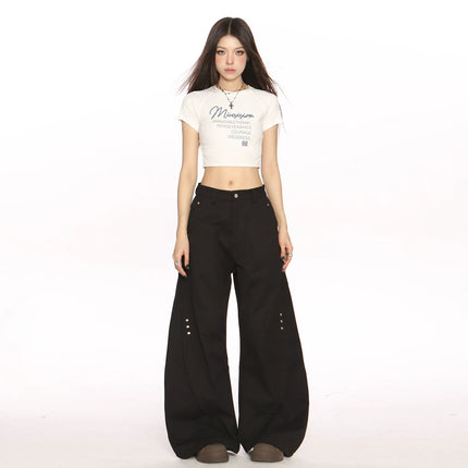 TALKLESSFASHION Deconstructed Scimitar Wide-Leg Trousers