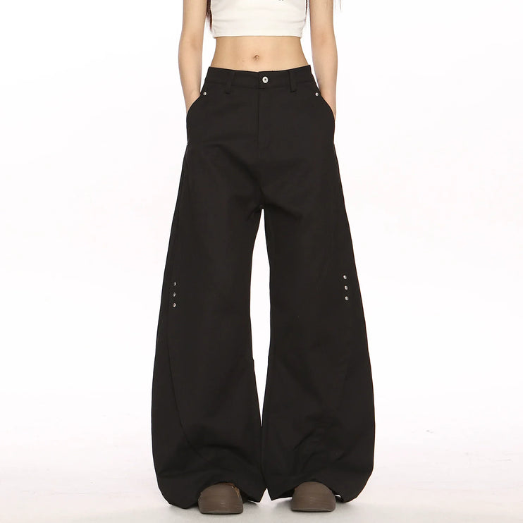 TALKLESSFASHION Deconstructed Scimitar Wide-Leg Trousers