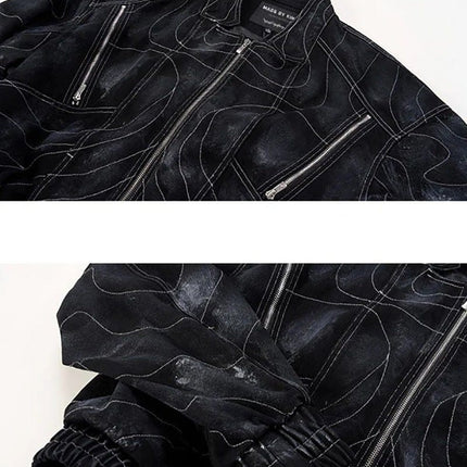 TALKLESSFASHION Deconstructed Splicing Denim Short Jacket