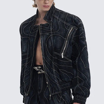 TALKLESSFASHION Deconstructed Splicing Denim Short Jacket