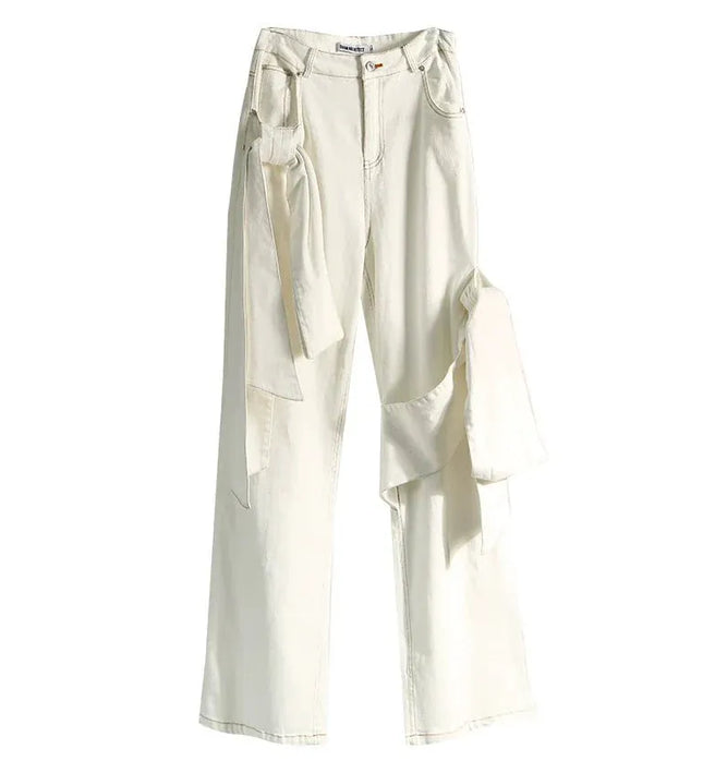 TALKLESSFASHION Denim Bow Bandeau Wide-Leg Set