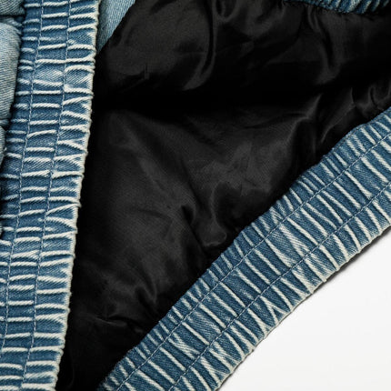 TALKLESSFASHION Denim Fur Collar Puffer Jacket