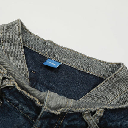 TALKLESSFASHION Destroyed Scimitar Wide-Leg Jeans